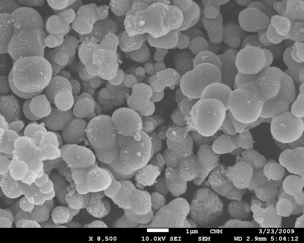 An electron microscope image of nanoparticles