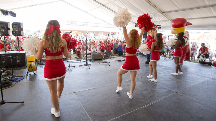 University of Nebraska–Lincoln celebrations during the Nebraska State Fair include an N150 pep rally on Sept. 1.