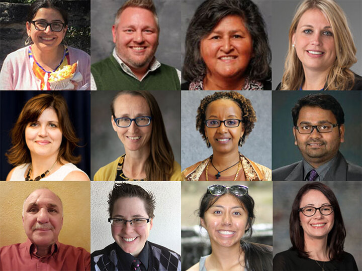 A grid of twelve diverse people